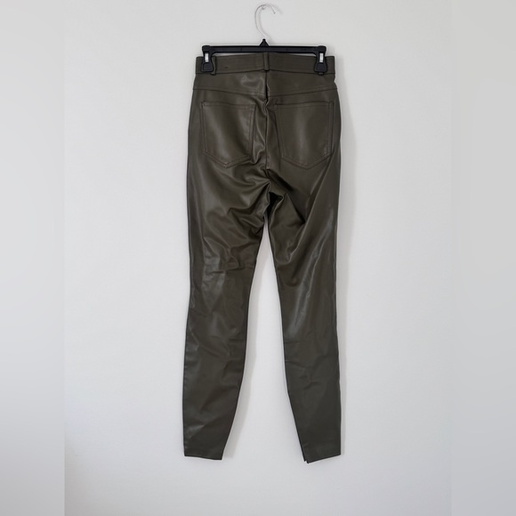 ZARA WOMAN Size S Green Vegan Leather Zip Pants - Picture 2 of 4